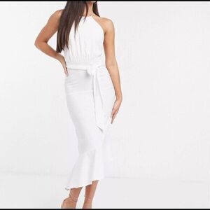 ASOS John Zack Tall sleeveless tiered midi dress in white- Size US 10- NWT